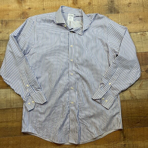 Brooks Brothers Regent Blue/White Non Iron Shirt size 16.5 - 4/5 - Picture 1 of 4